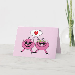 Mooie Bruid & Bruidegom Varken Trouwkaart Felicita Bedankkaart