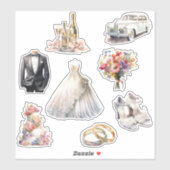 Mooie bruid en bruidegom sticker (Vel)