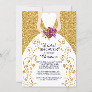 Mooie bruid glitter bruids douche uitnodiging