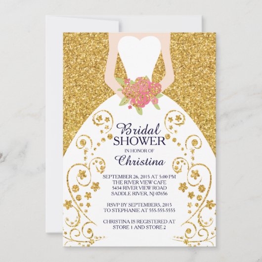 Mooie Bruid Glitter Bruiloft Uitnodiging (Voorkant)