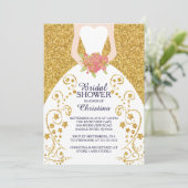 Mooie Bruid Glitter Bruiloft Uitnodiging (Staand voorkant)