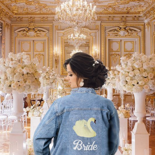Mooie bruid witte zwaan denim jacket