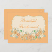 Mooie bruidsmeisje perzik bloem briefkaart (Voorkant / Achterkant)