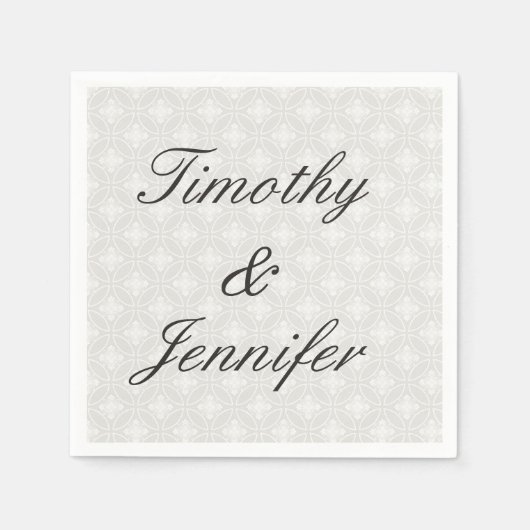 Mooie bruiloft Damask Pattern Silver and White Servetten (Voorkant)
