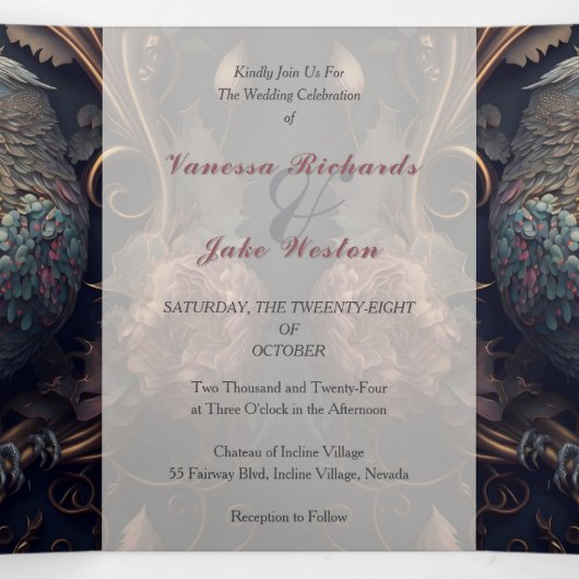 Mooie bruiloft drieluik uitnodiging (Binnenkant midden)