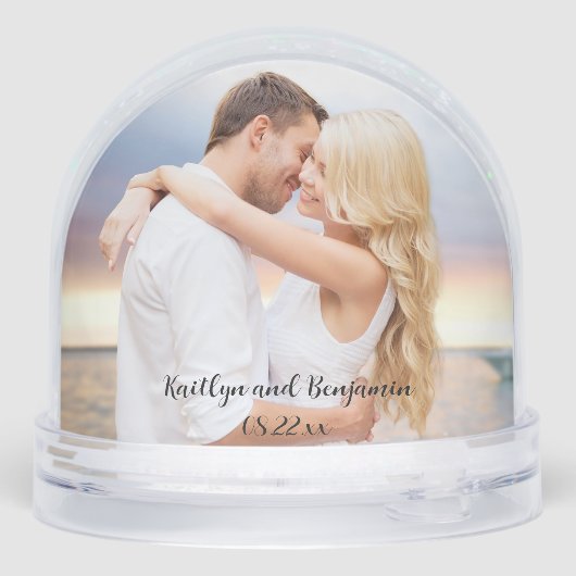 Mooie bruiloft en paar foto's Naam Datum Sneeuwbol (Achterkant)