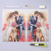 Mooie bruiloft paar aquarel tissuepapier (Craft)