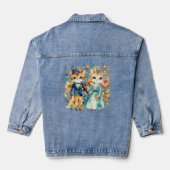 Mooie bruiloft paar katten waterverf denim jacket (Achterkant)