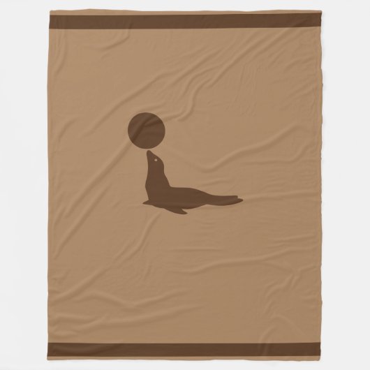 Mooie bruin Zee, leeuw en bal Fleece Deken (Voorkant)