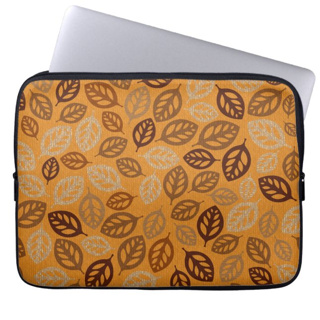 Mooie bruine bladerenpatroon laptop sleeve (Voorkant)