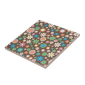 Mooie bruine bloemen power patroon tegeltje (Zijkant)