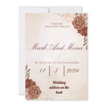 Mooie bruine bruiloft uitnodiging