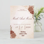 Mooie bruine bruiloft uitnodiging (Staand voorkant)
