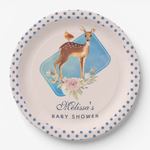 Mooie bruine Doe met witte Baby showers Papieren Bordje