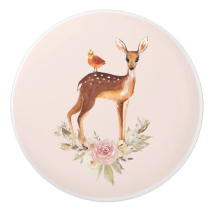 Mooie bruine Doe met witte vlekken Keramische Knop