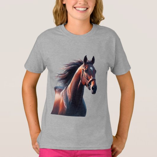 Mooie Bruine Paard Aangepaste Naam T-shirt (Voorkant)