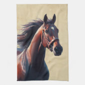 Mooie Bruine Paard Aangepaste Naam Theedoek (Verticaal)