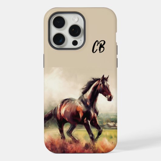 Mooie bruine Paard Running Custom Initialen iPhone Hoesje (Achterkant)