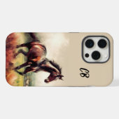 Mooie bruine Paard Running Custom Initialen iPhone Hoesje (Achterkant horizontaal)