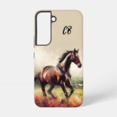 Mooie bruine Paard Running Custom Initialen Samsung Galaxy Hoesje (Achterkant)