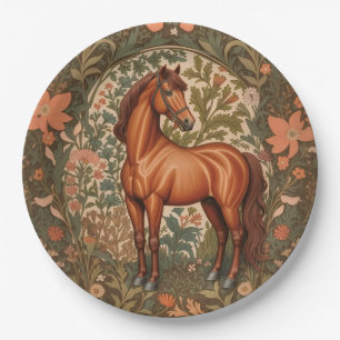 Mooie Bruine Paard William Morris Geïnspireerd Papieren Bordje