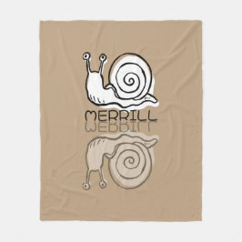 Mooie bruine slak reflectiedoodle met eigen naam fleece deken