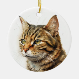 MOOIE BRUINE TABBY BINNENLANDSE KORTE HAAR KAT KERAMISCH ORNAMENT