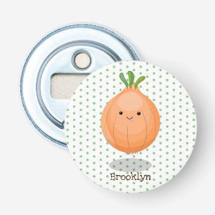 Mooie bruine uiengroene cartoon illustratie button flesopener