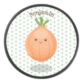 Mooie bruine uiengroene cartoon illustratie hockey puck (Voorkant)