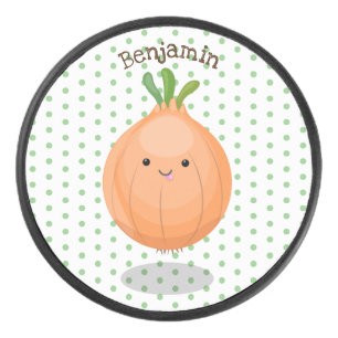 Mooie bruine uiengroene cartoon illustratie hockey puck