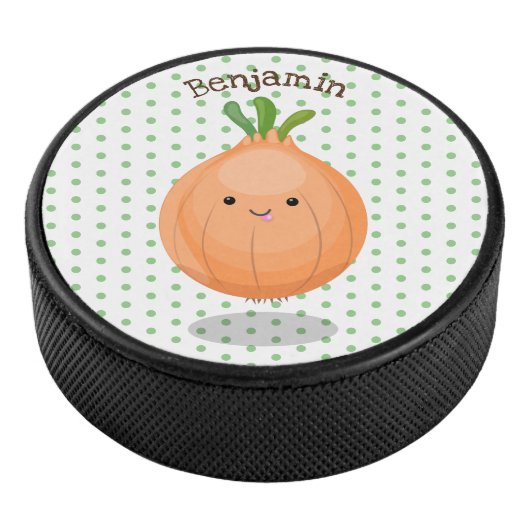 Mooie bruine uiengroene cartoon illustratie hockey puck (3/4)