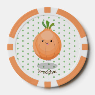 Mooie bruine uiengroene cartoon illustratie poker chips