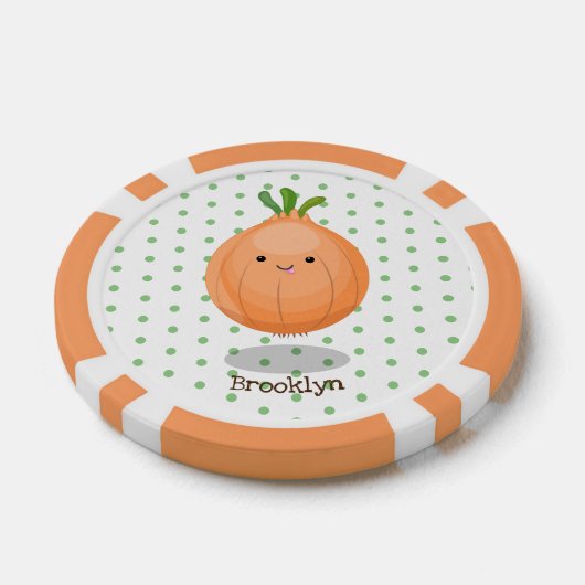 Mooie bruine uiengroene cartoon illustratie poker chips (Enkel)