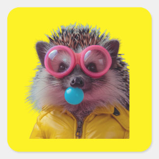 Mooie Bubblekauw Egel Wees Aardig Geel Vierkant St Vierkante Sticker