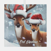 Mooie Buck en Doe Glas Ornament (Voorkant)