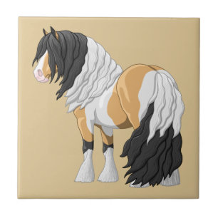 Mooie Buckskin Pinto Gypsy Vanner Draft Horse Tegeltje