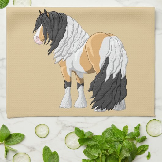 Mooie Buckskin Pinto Gypsy Vanner Draft Horse Theedoek (Gevouwen)
