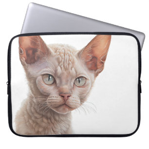 MOOIE BUFF GEKLEURDE REX CAT FACE LAPTOP SLEEVE