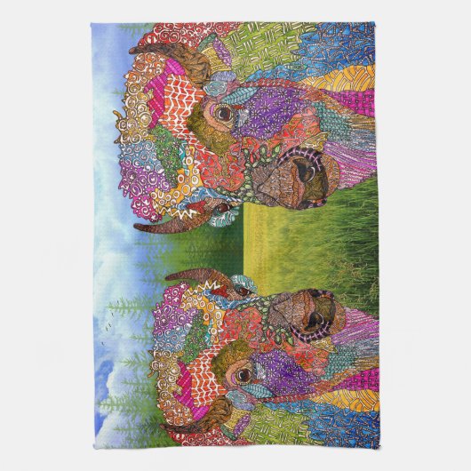 Mooie Buffalo American Bison Kitchen Towel Theedoek (Verticaal)