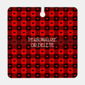 Mooie Buffalo-geruite harten Aangepaste hond Kerst Metalen Ornament (Achterkant)