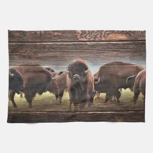 Mooie Buffalo Herd Theedoek (Horizontaal)