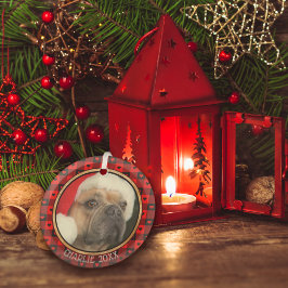 Mooie Buffalo Plaid Hartjes Aangepaste Hond Dier K Glas Ornament