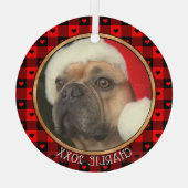 Mooie Buffalo Plaid Hartjes Aangepaste Hond Dier K Glas Ornament (Achterkant)
