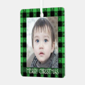 Mooie Buffalo ruit met sterren Aangepaste naam & f Metalen Ornament (Voorkant links)