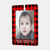 Mooie Buffalo ruit met sterren Aangepaste naam & f Metalen Ornament (Voorkant links)