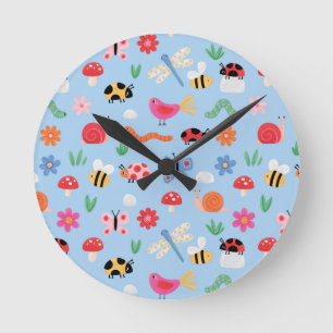 Mooie Bugs Kinderen Muurklok – Lieveheersbeestjes, Ronde Klok