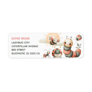 Mooie Bugs Pastel Waterverf Natuur Retouradres  Etiket