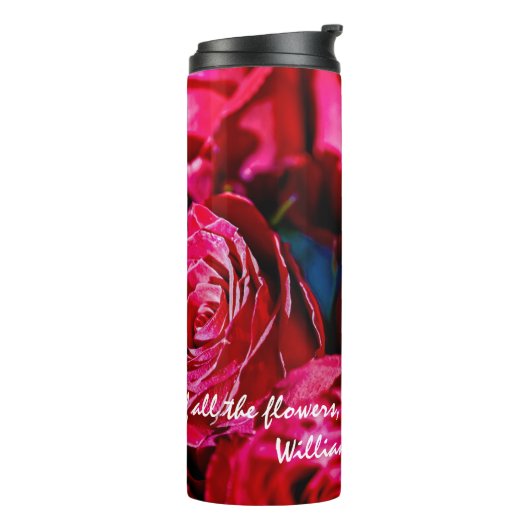 Mooie bundel rode rozen thermosbeker (Gedraaid links)