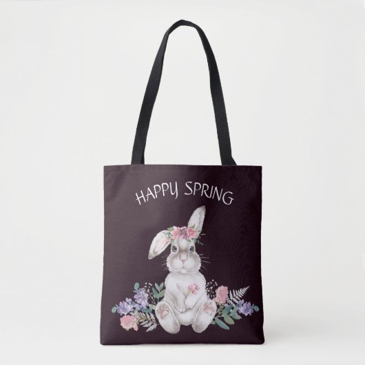 Mooie Bunny - Omkeerbare Floral Happy Spring Draagtas (Voorkant)