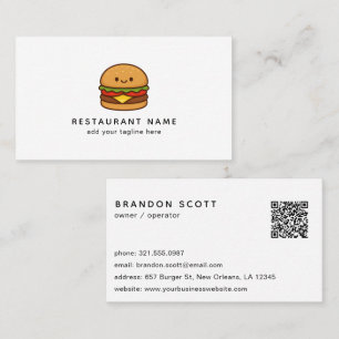 Mooie Burger QR Code Restaurant Visitekaartje